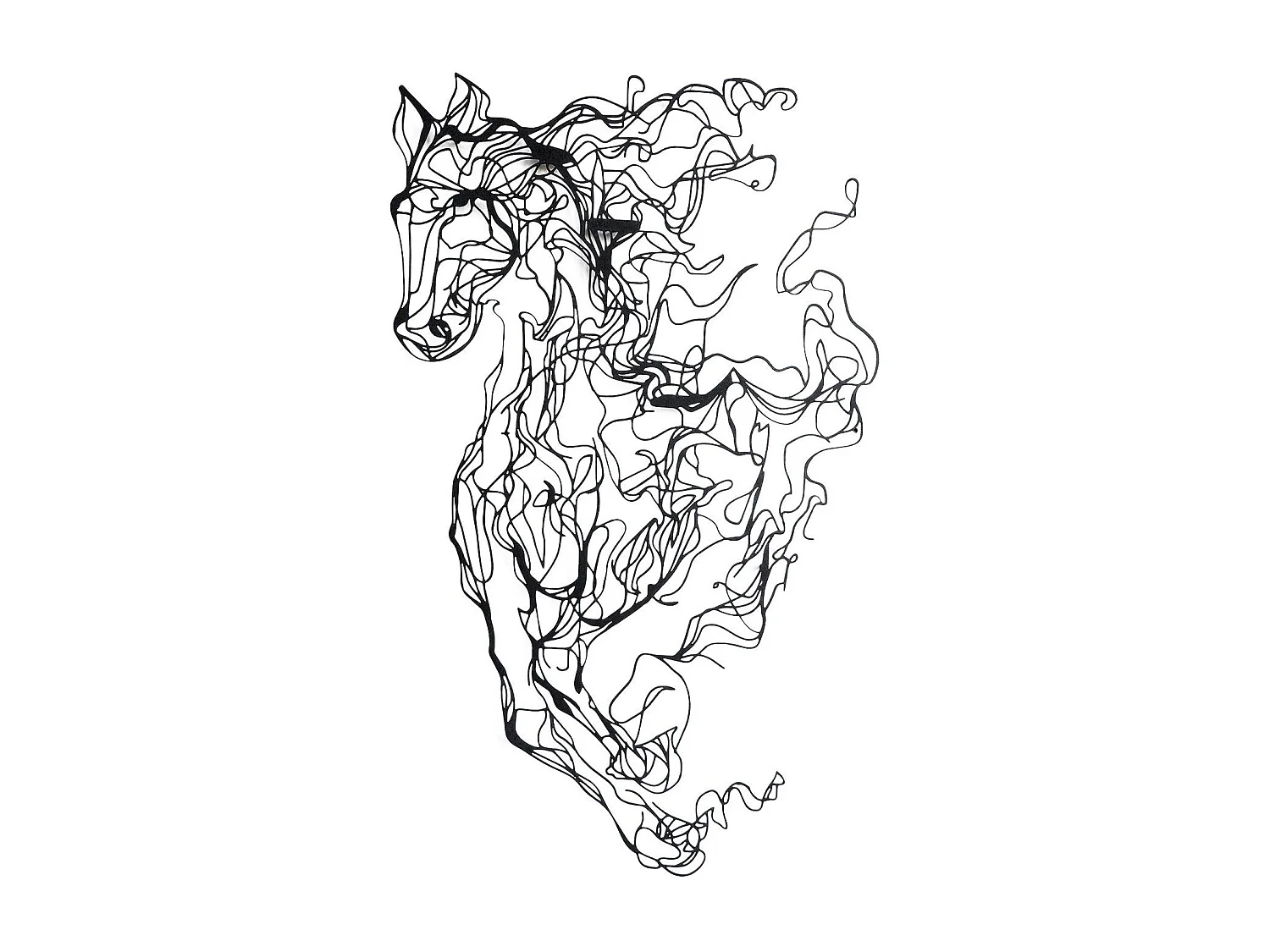 Décoration murale en métal Horse Line Art 41 x 66 cm