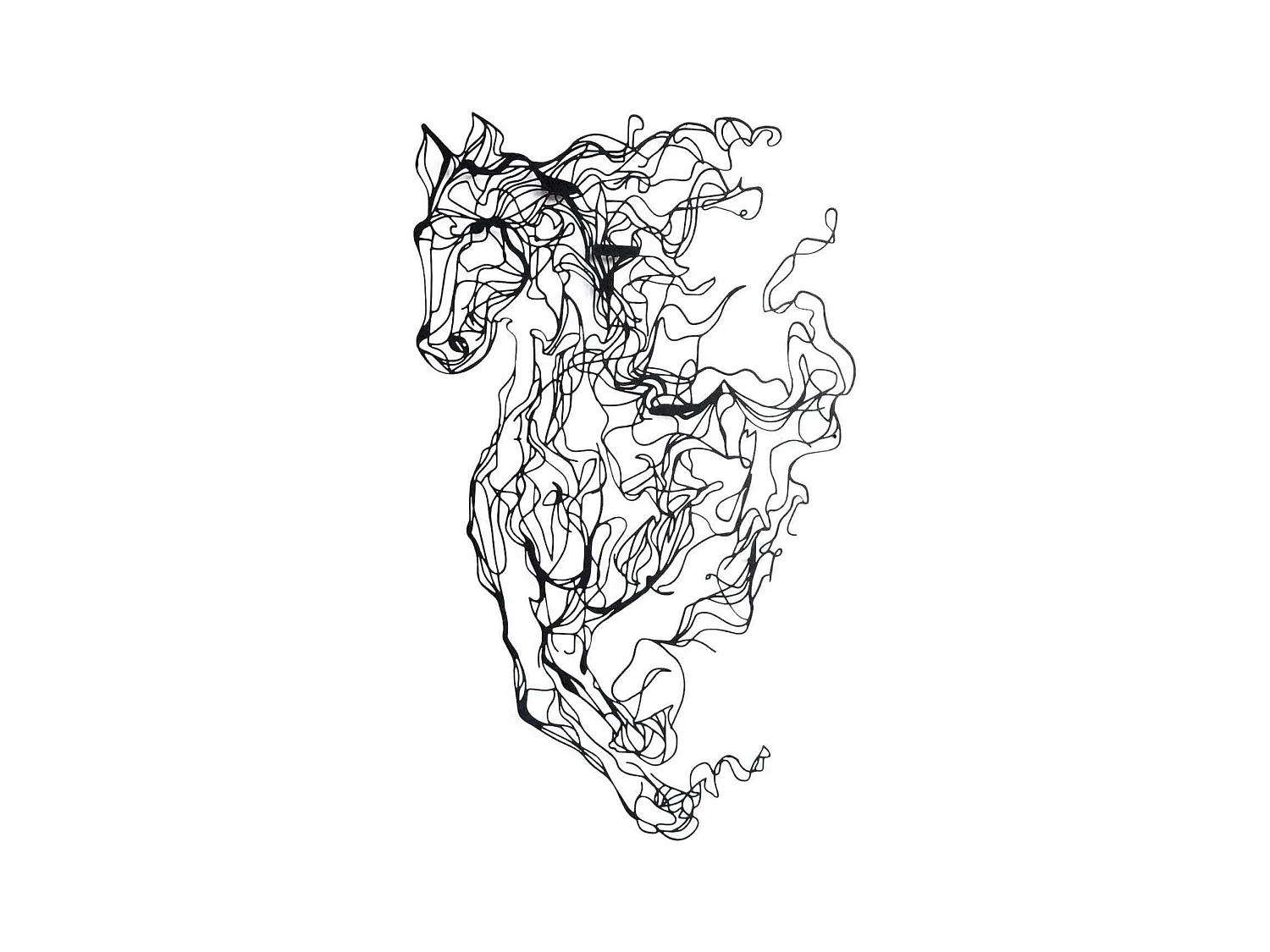 Décoration murale en métal Horse Line Art 41 x 66 cm