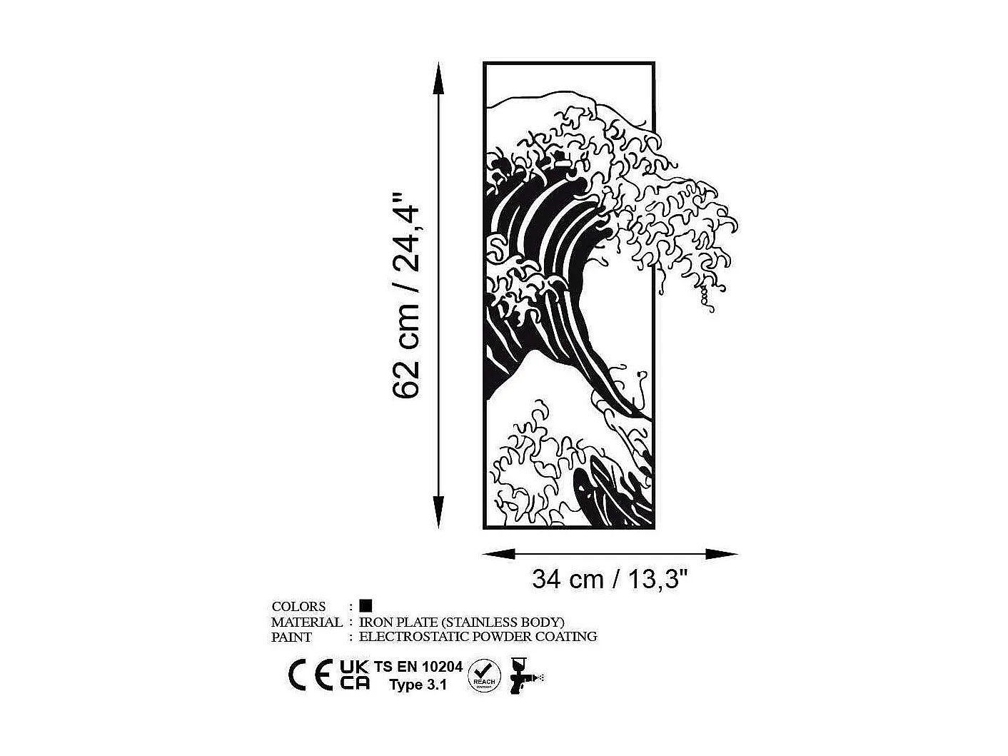 Décoration murale en métal Waves 34 x 62 cm