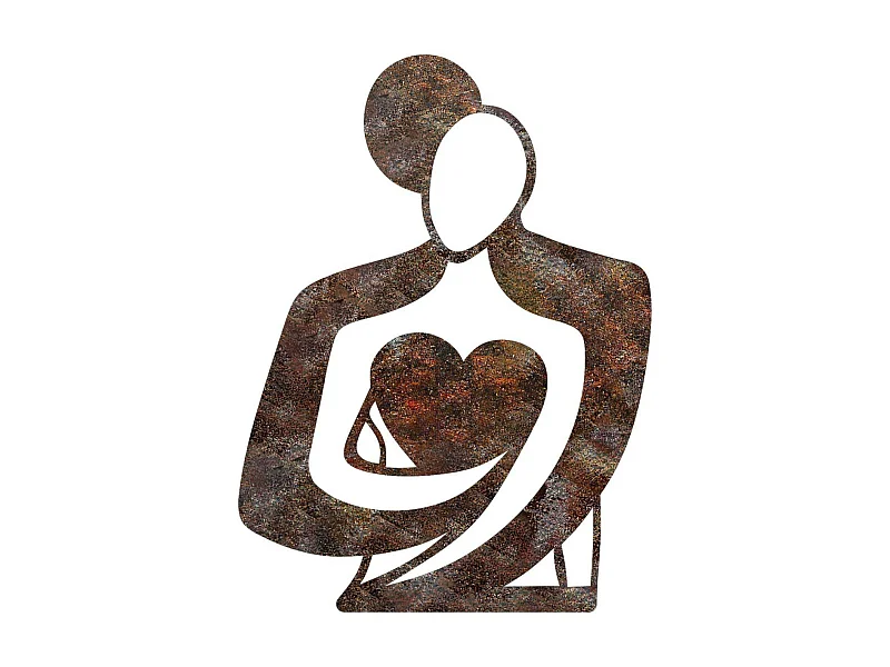 Décoration murale en métal Rusty Hug 52 x 70 cm