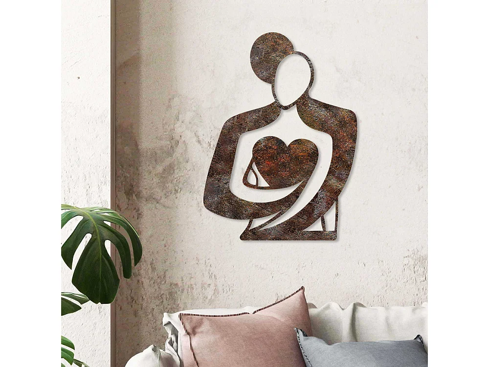 Décoration murale en métal Rusty Hug 52 x 70 cm