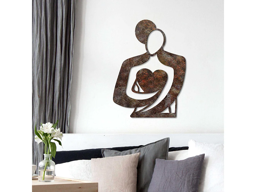 Décoration murale en métal Rusty Hug 52 x 70 cm