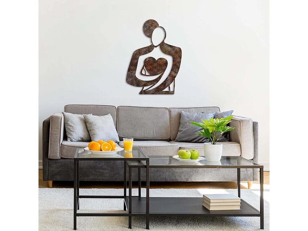 Décoration murale en métal Rusty Hug 52 x 70 cm
