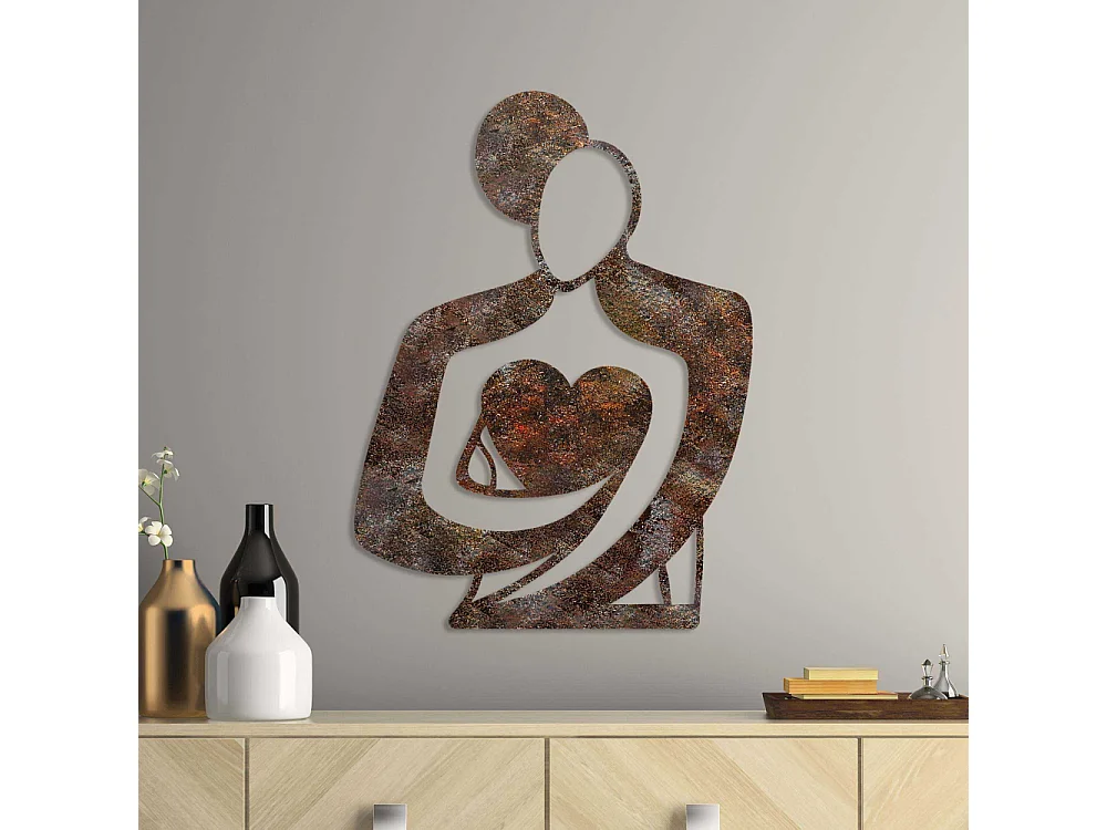 Décoration murale en métal Rusty Hug 52 x 70 cm