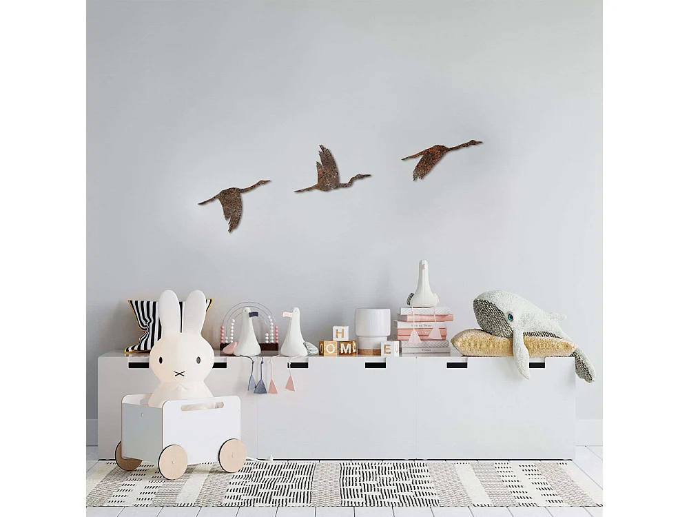 Oiseaux décoratifs en métal Rusty Birds (Lot de 3)