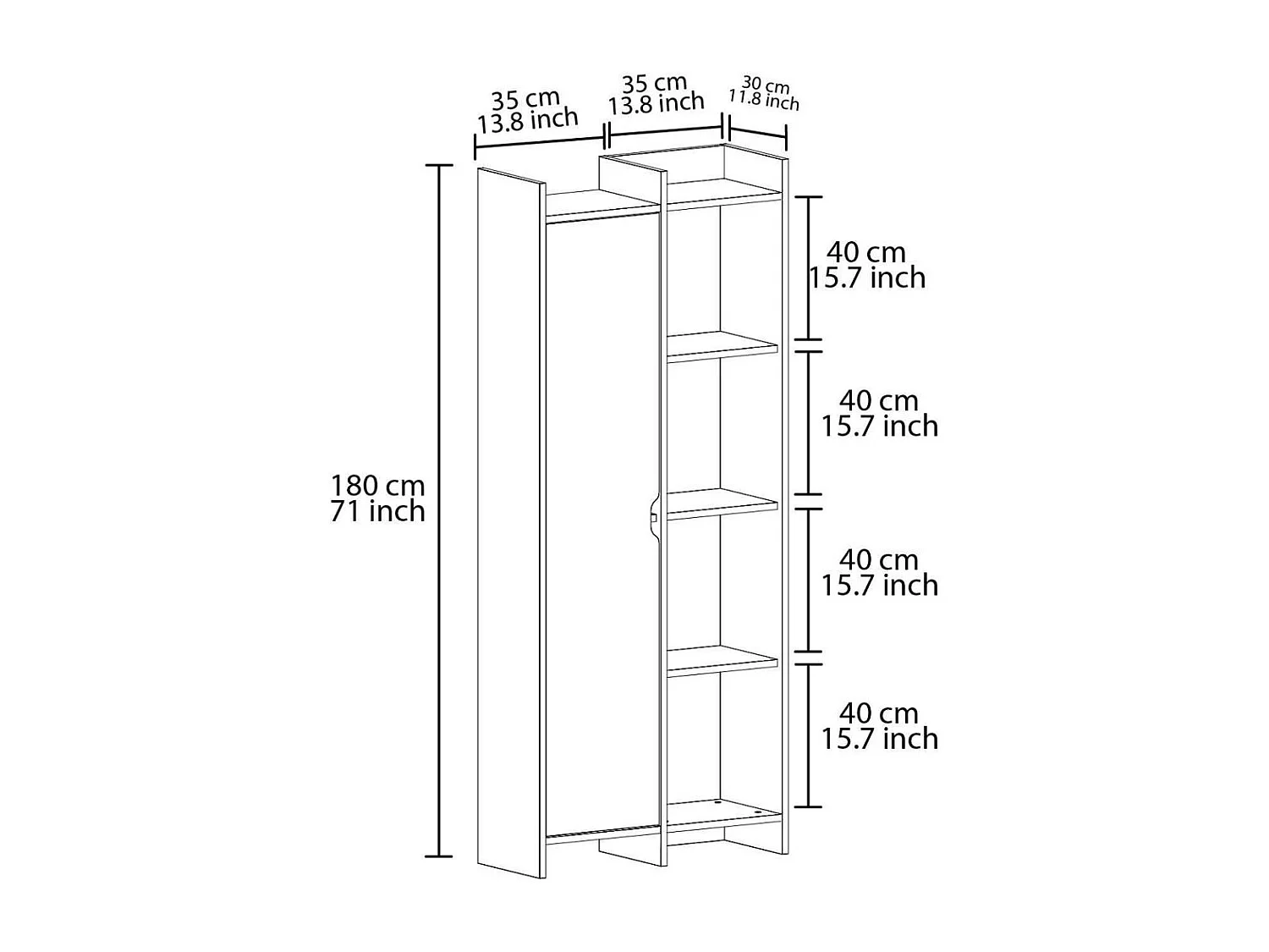 Estante de livros – 70 cm x 180 cm x 30 cm – Carvalho – Painel de partículas revestido a melamina