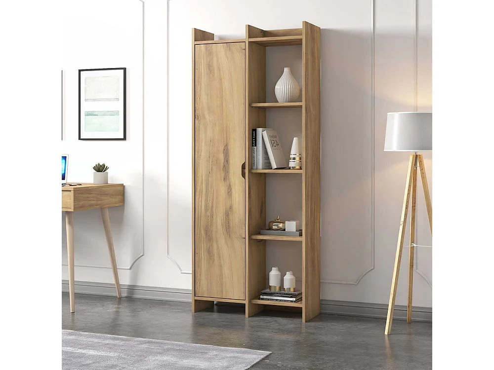 Estante de livros – 70 cm x 180 cm x 30 cm – Carvalho – Painel de partículas revestido a melamina