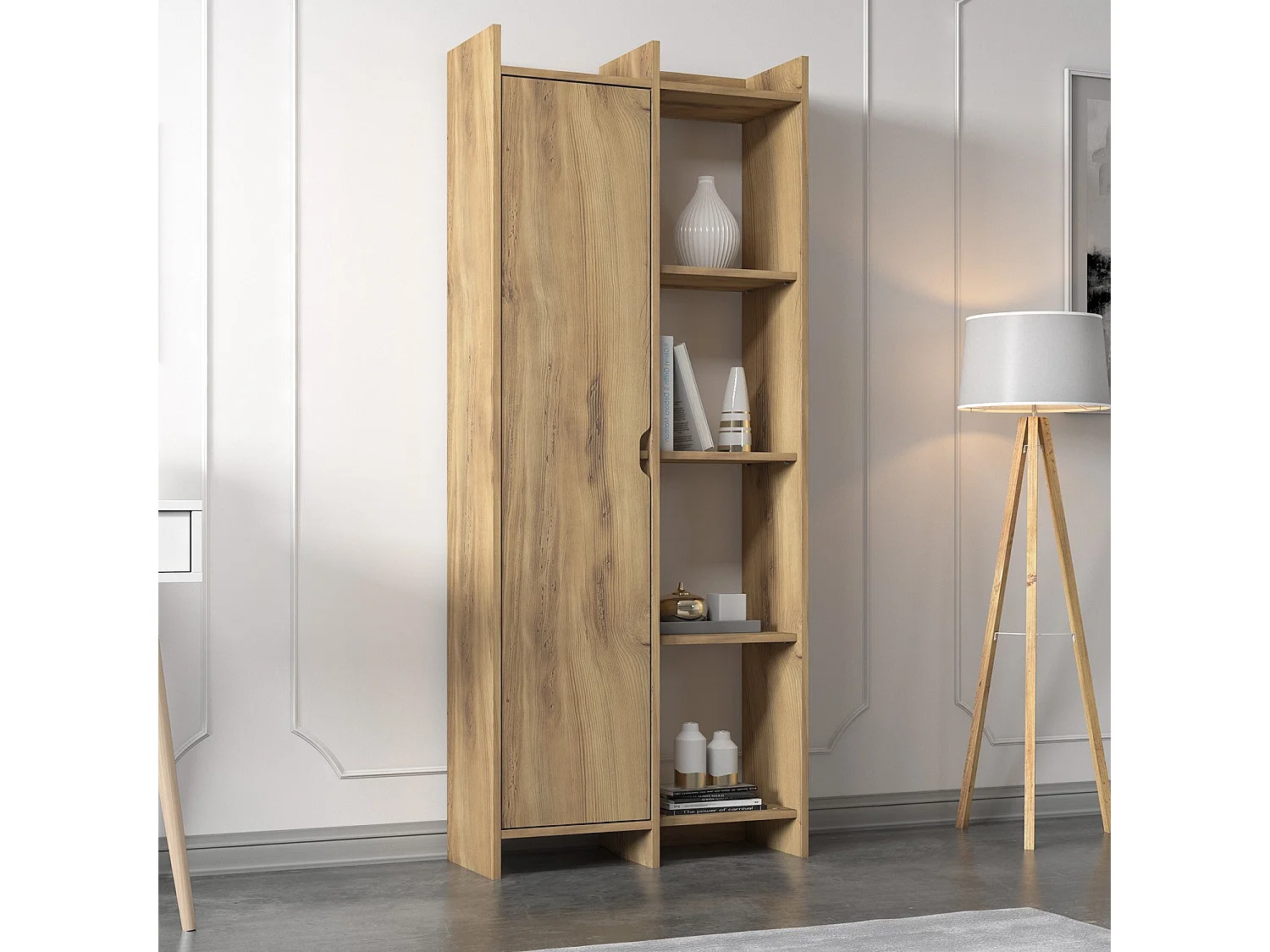 Estante de livros – 70 cm x 180 cm x 30 cm – Carvalho – Painel de partículas revestido a melamina