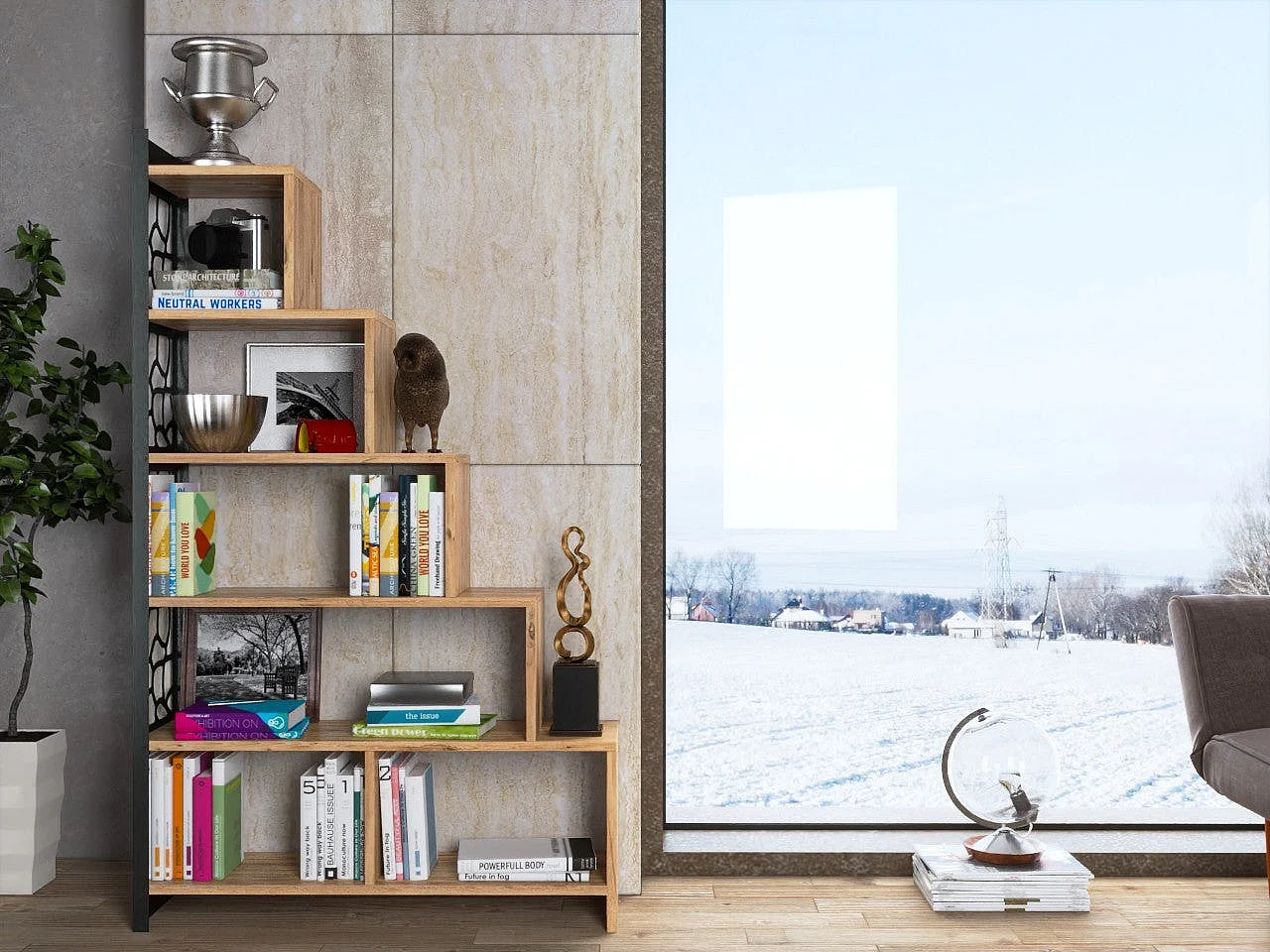 Bibliothèque en aggloméré et métal Francis Modèle 3