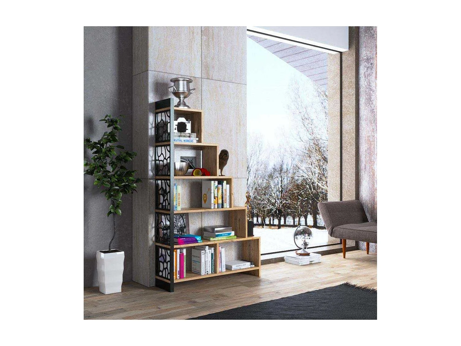 Estante de livros – 120cm x 145cm x 25cm – Pinho Atlântico – Aglomerado de madeira