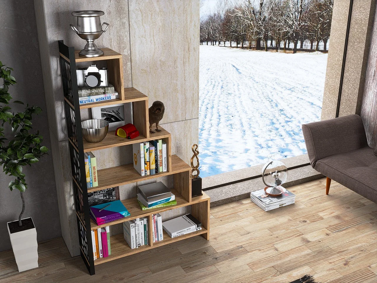 Estante de livros – 120cm x 145cm x 25cm – Pinho Atlântico – Aglomerado de madeira