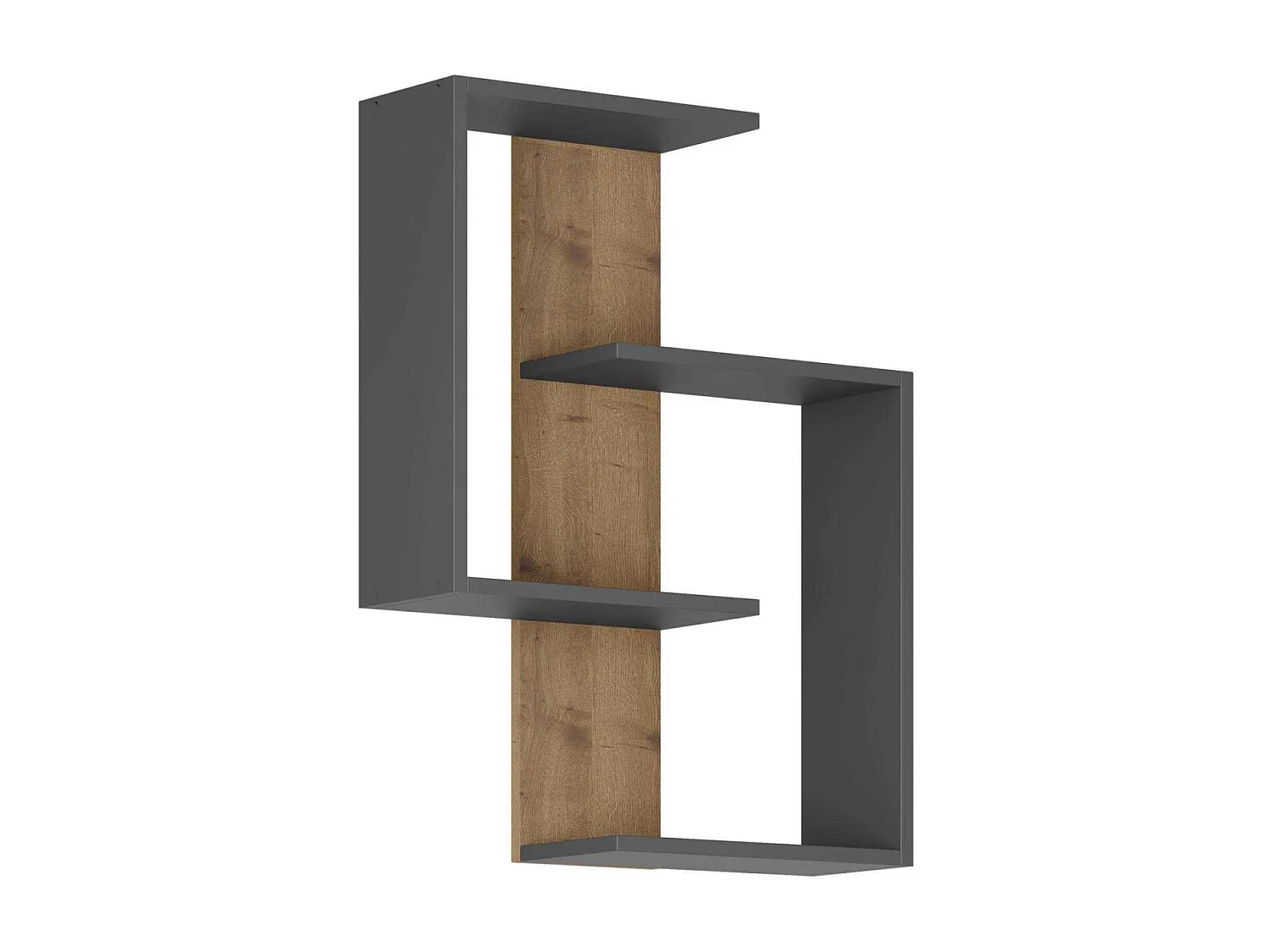 Estante de pared – 64 x 85 x 22 cm – Antracita y Roble – Tablero de partículas recubierto de melamina