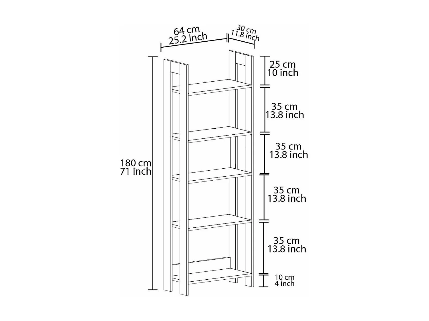 Etagère 5 niveaux en aggloméré Country