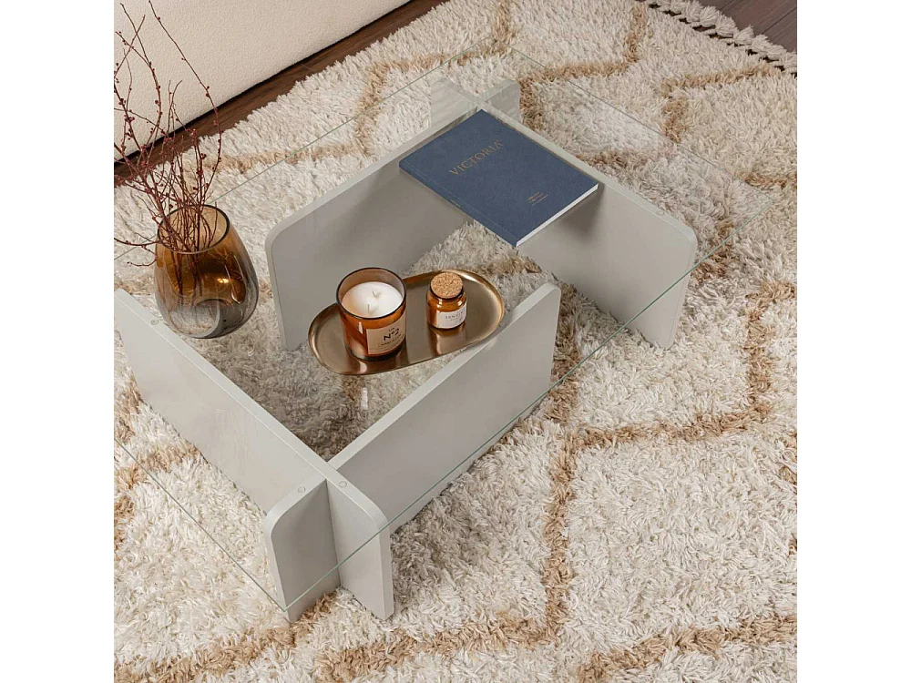 Couchtisch aus Glas "Flavio" 105 x 65 x 30 cm - Grau