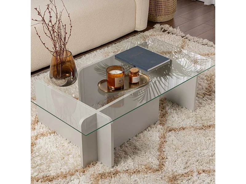Couchtisch aus Glas "Flavio" 105 x 65 x 30 cm - Grau