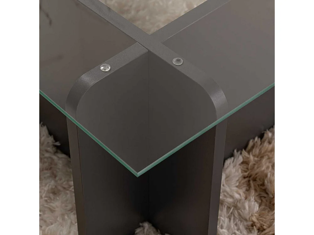 Table basse en verre et aggloméré Flavio