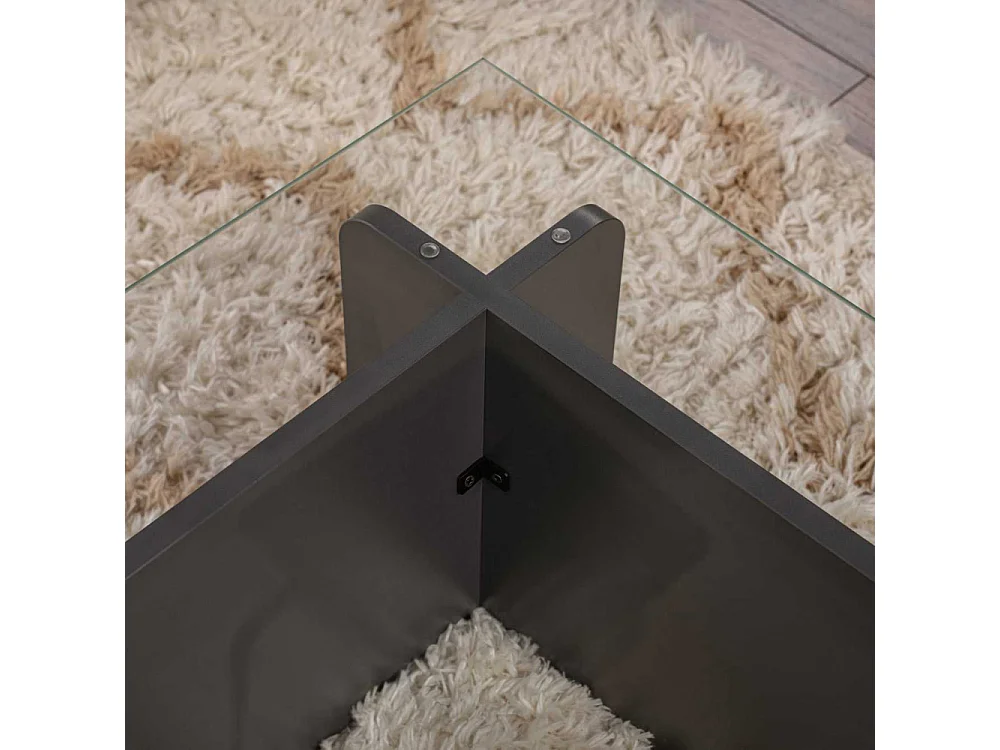 Glas-Couchtisch "Flavio" 105 x 65 x 30 cm - Anthrazit