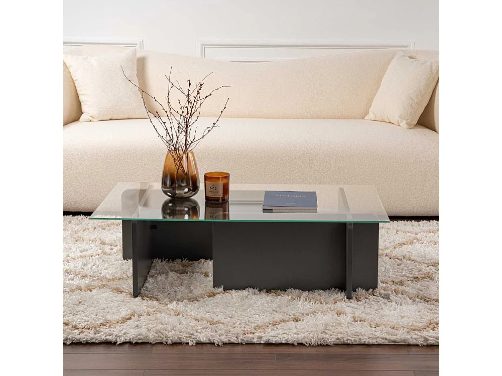 Glas-Couchtisch "Flavio" 105 x 65 x 30 cm - Anthrazit