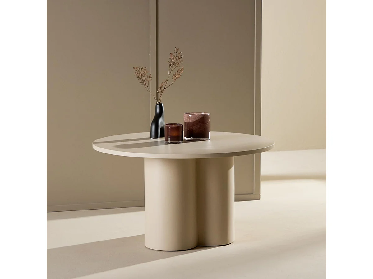 Table Basse Ronde "Olivia" 80cm Beige