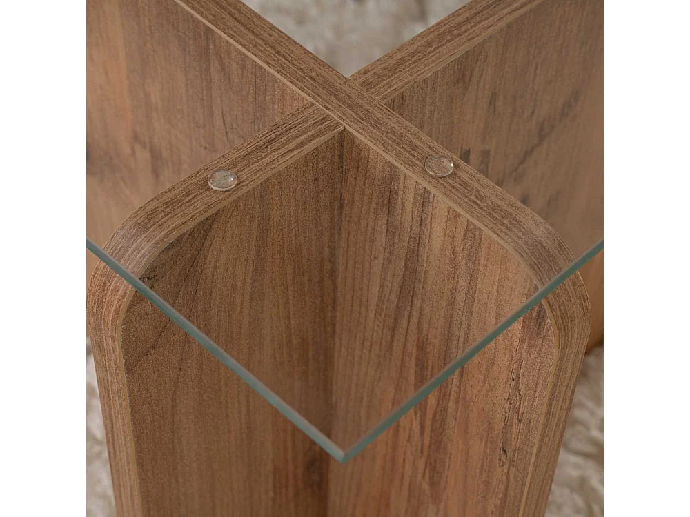 Table basse en verre et aggloméré Flavio