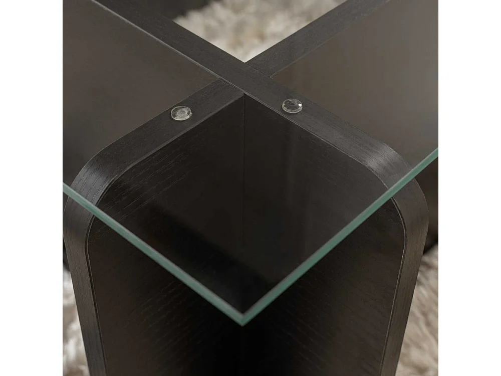 Table basse en verre et aggloméré Flavio