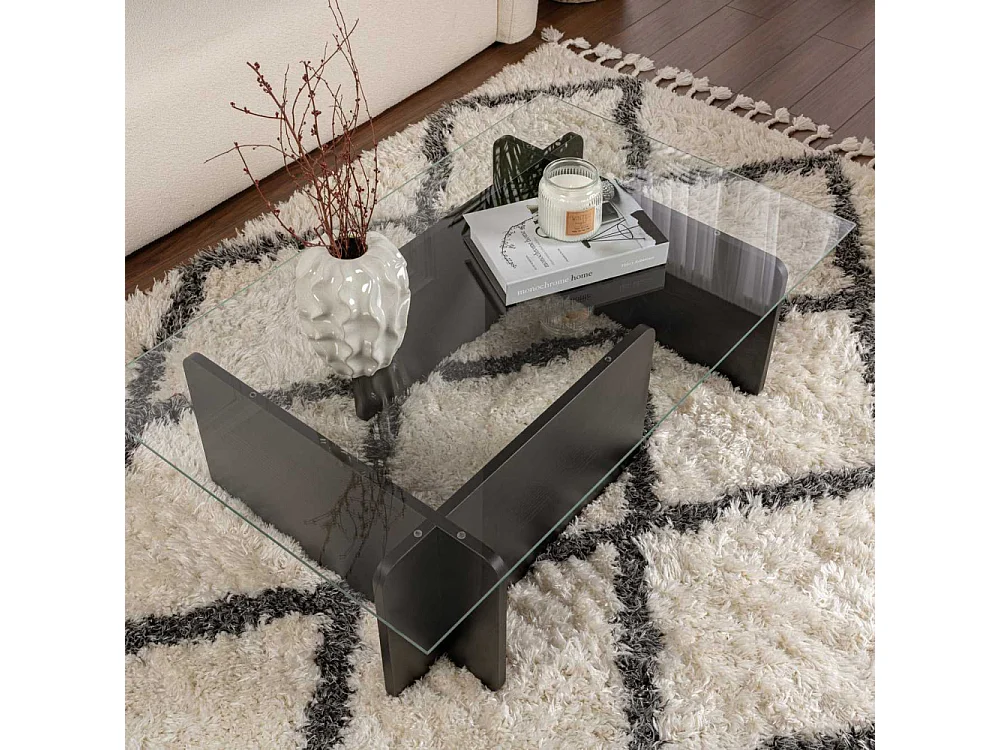 Table basse en verre et aggloméré Flavio