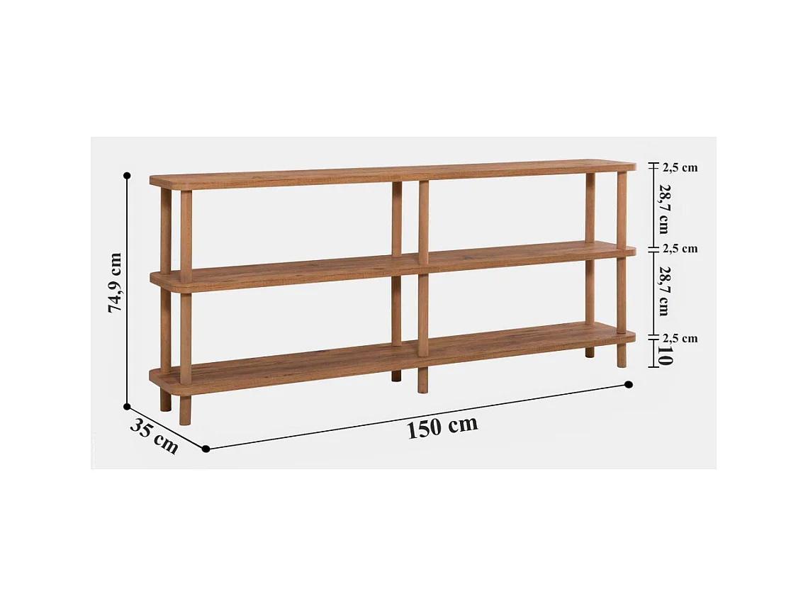 Estante rústico en MDF revestido de melamina – 150 cm – Pinheiro Atlântico