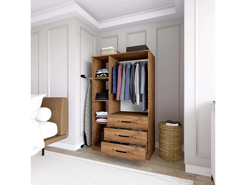 Armoire 3 portes 3 tiroir en aggloméré Easy