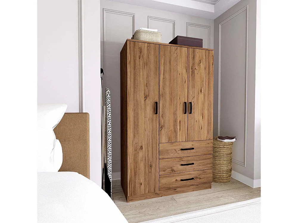 Armoire 3 portes 3 tiroir en aggloméré Easy