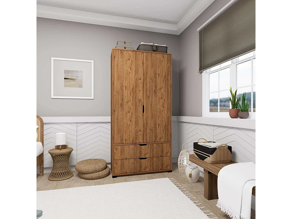 Armoire 2 portes 2 tiroirs en aggloméré Atlas