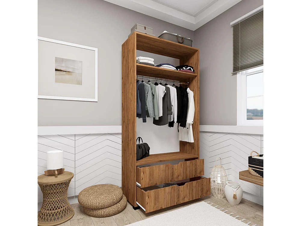 Armoire 2 portes 2 tiroirs en aggloméré Atlas