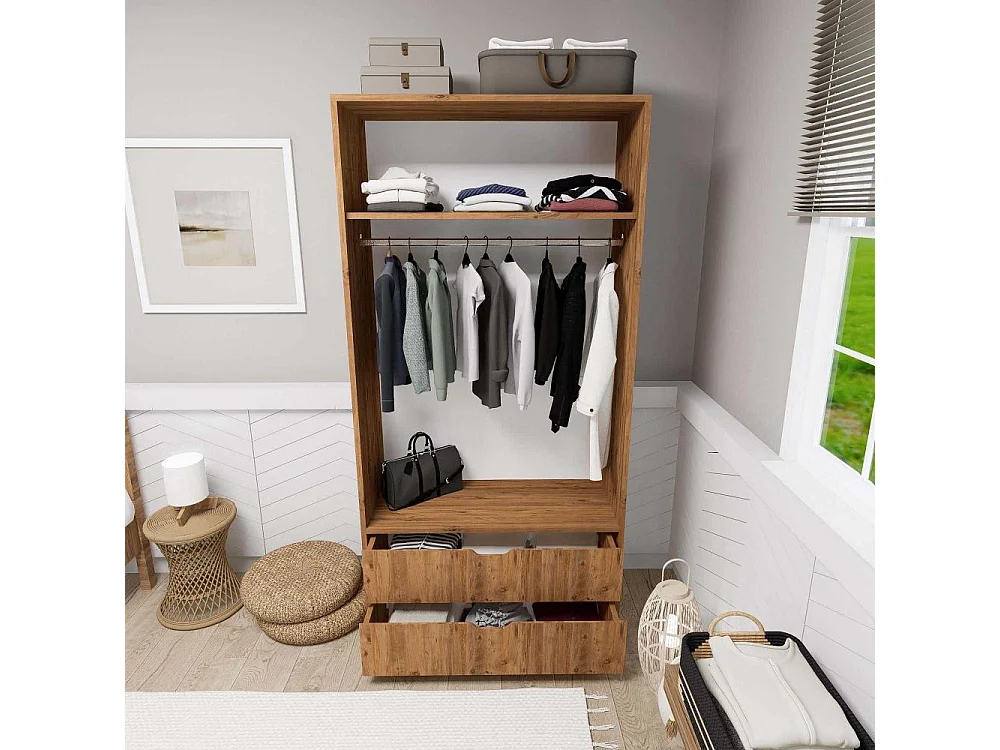 Armoire 2 portes 2 tiroirs en aggloméré Atlas