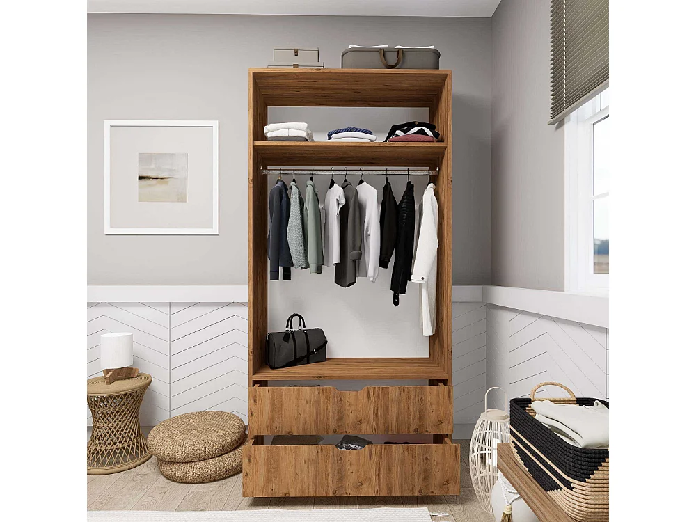 Armoire 2 portes 2 tiroirs en aggloméré Atlas