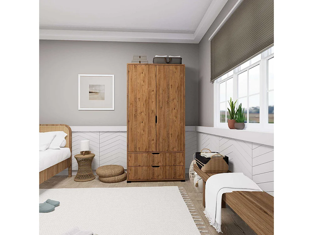 Armoire 2 portes 2 tiroirs en aggloméré Atlas