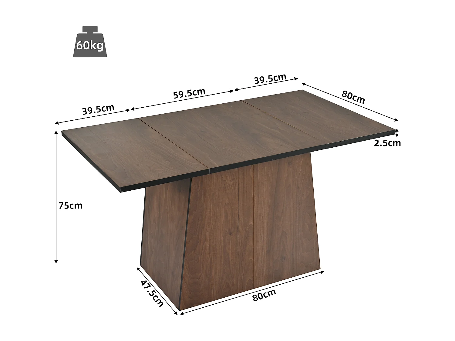 Conjunto de mesa + 4 cadeiras cantilever em veludo cinza - 138,5 x 80 x 75 cm - Madeira MDF - Castanho