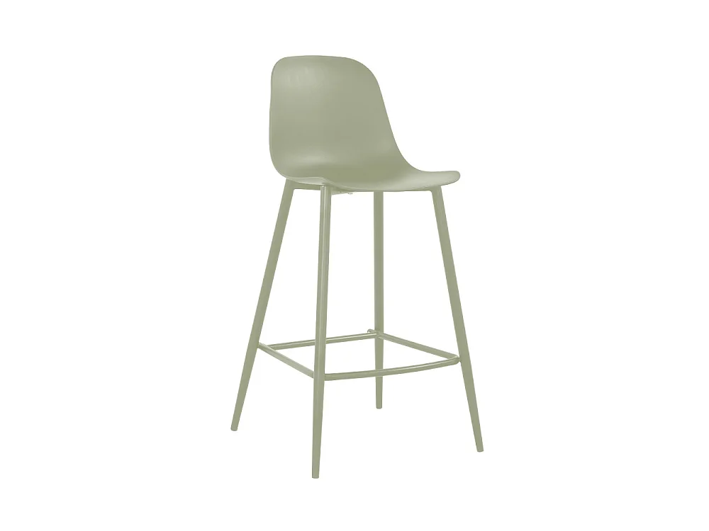 Portland - Lot de 4 tabourets de bar intérieur et extérieur en plastique et métal H65cm - Vert