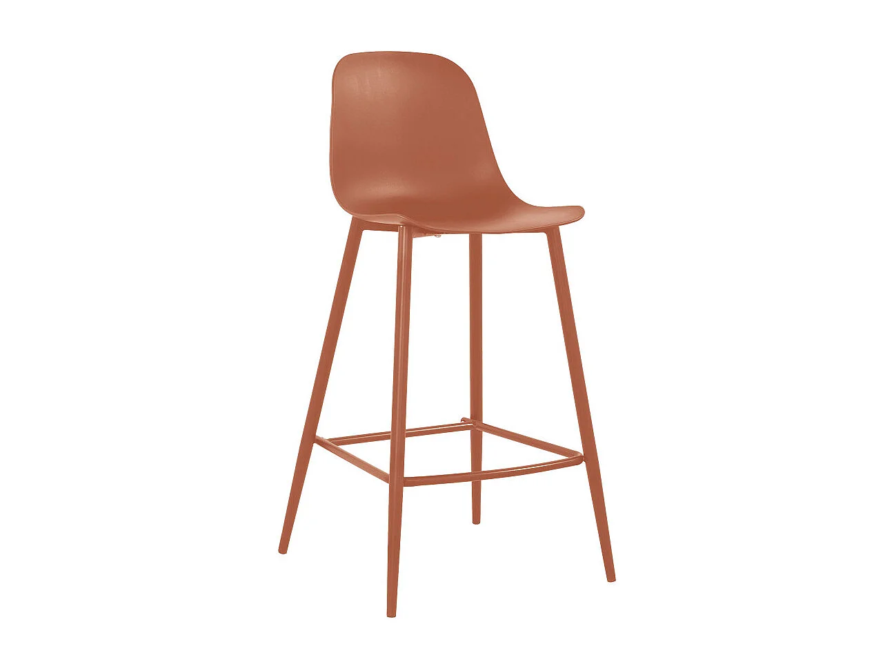 Portland - Lot de 4 tabourets de bar intérieur et extérieur en plastique et métal H65cm - Terracotta