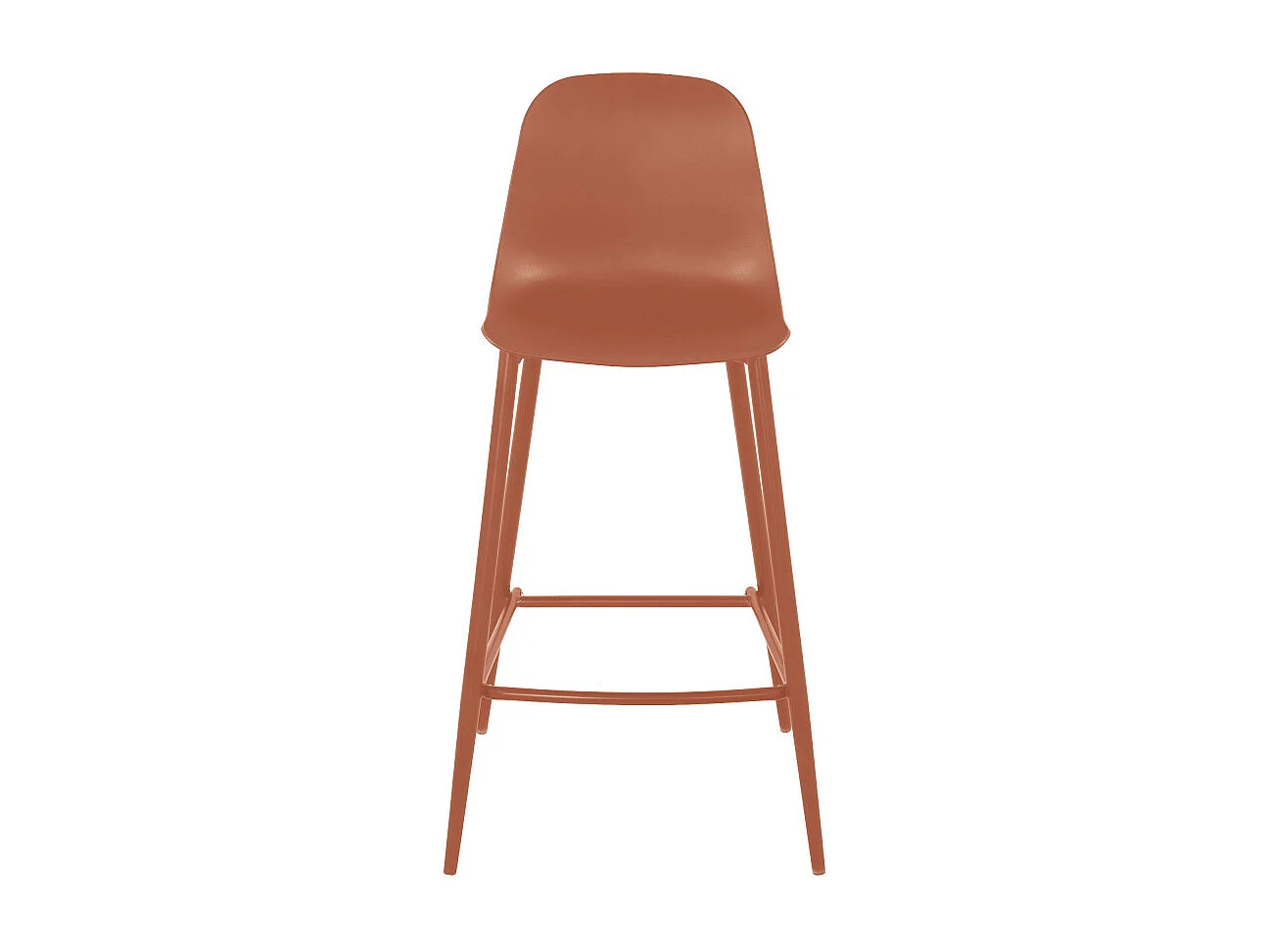 Portland - Lot de 4 tabourets de bar intérieur et extérieur en plastique et métal H65cm - Terracotta