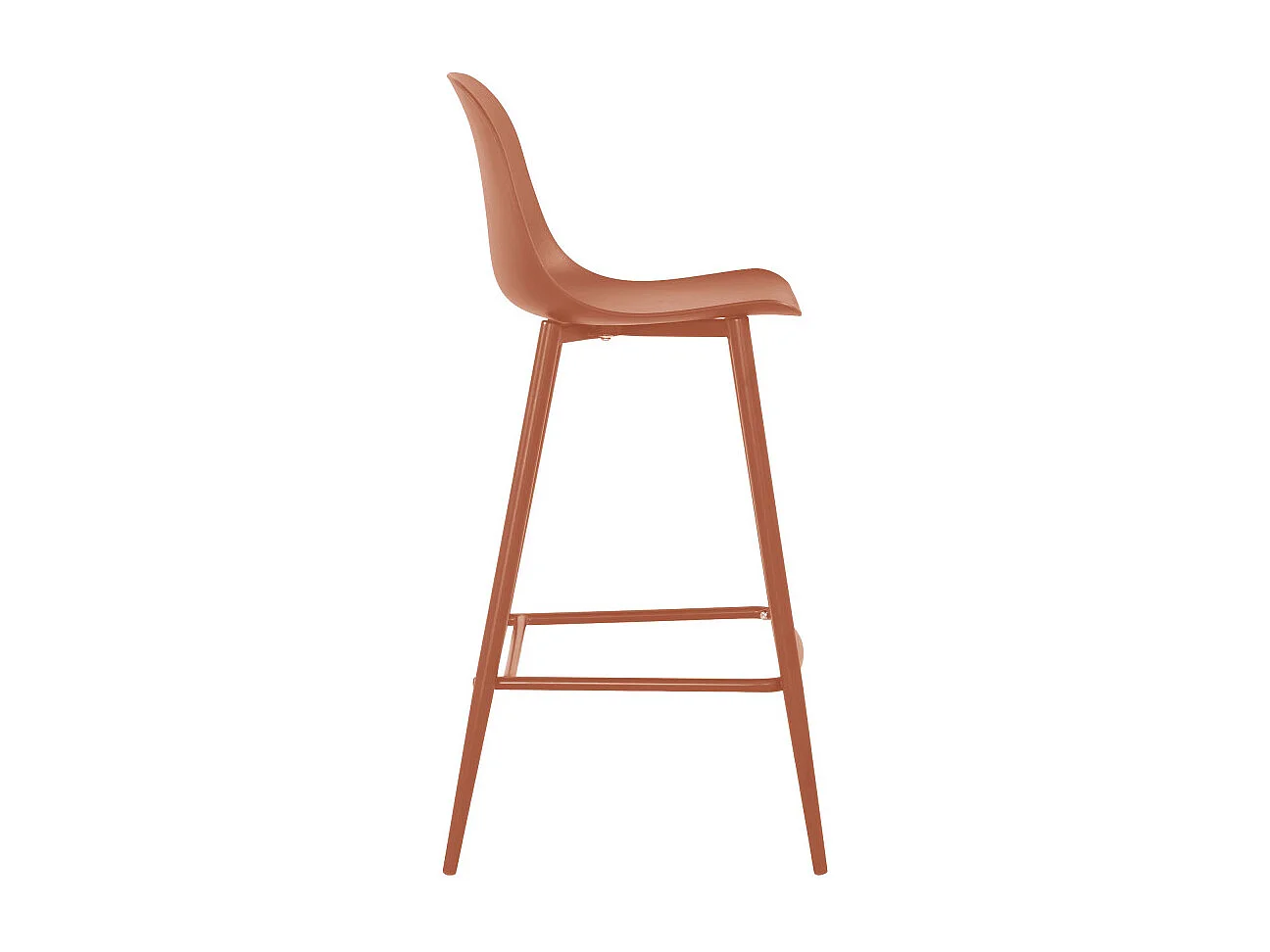 Portland - Lot de 4 tabourets de bar intérieur et extérieur en plastique et métal H65cm - Terracotta