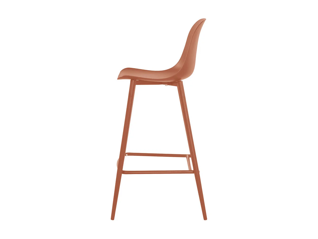Portland - Lot de 4 tabourets de bar intérieur et extérieur en plastique et métal H65cm - Terracotta