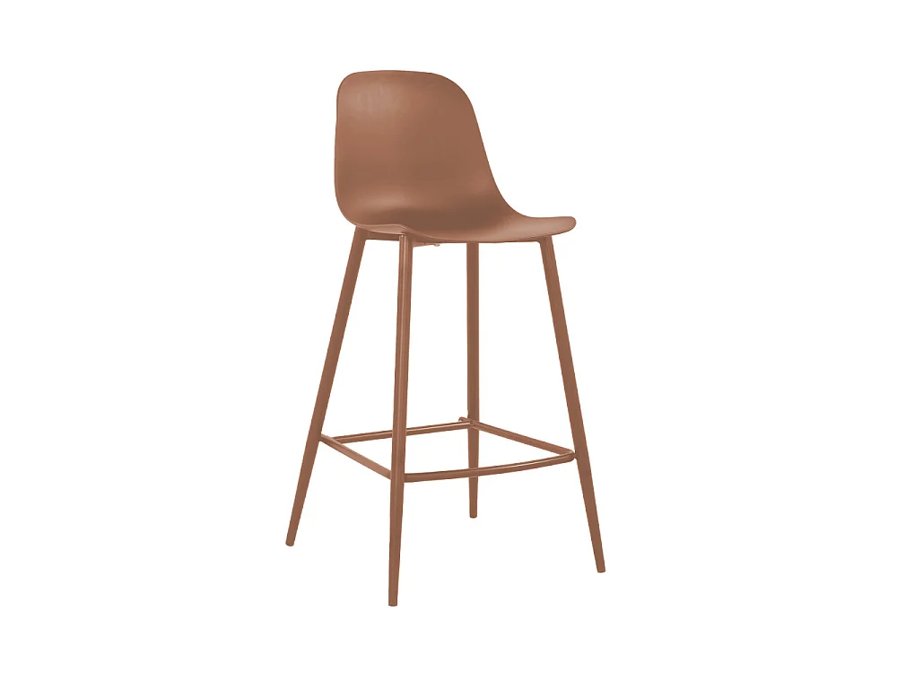 Portland - Lot de 4 tabourets de bar intérieur et extérieur en plastique et métal H65cm - Terracotta