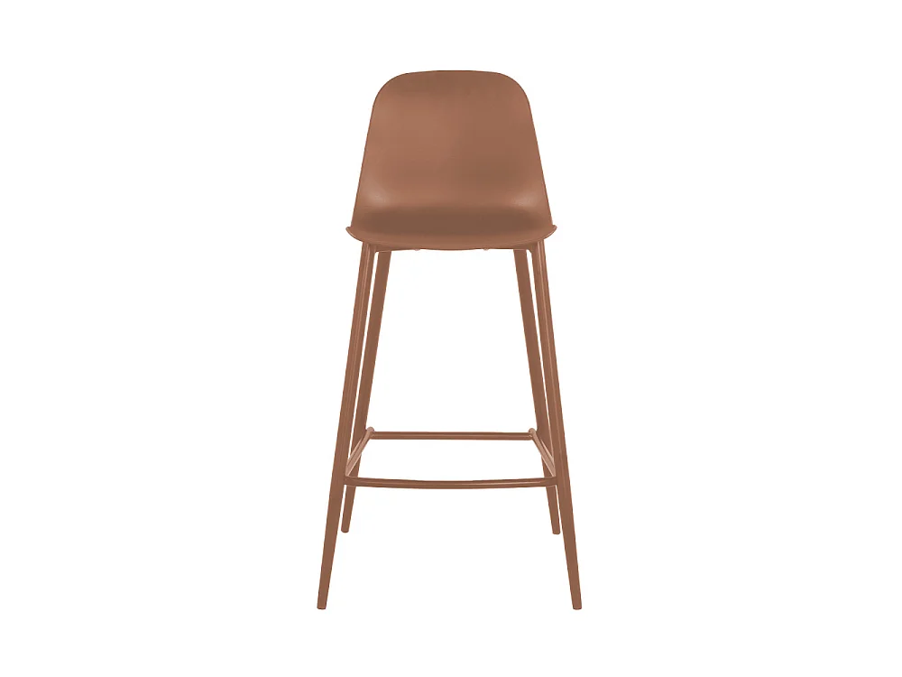 Portland - Lot de 4 tabourets de bar intérieur et extérieur en plastique et métal H65cm - Terracotta