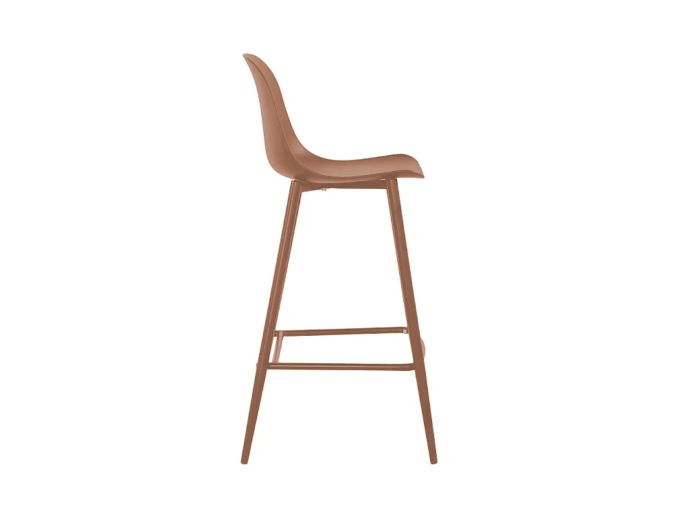 Portland - Lot de 4 tabourets de bar intérieur et extérieur en plastique et métal H65cm - Terracotta