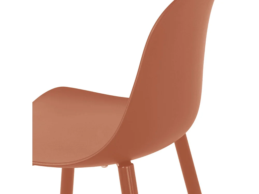 Portland - Lot de 4 tabourets de bar intérieur et extérieur en plastique et métal H65cm - Terracotta