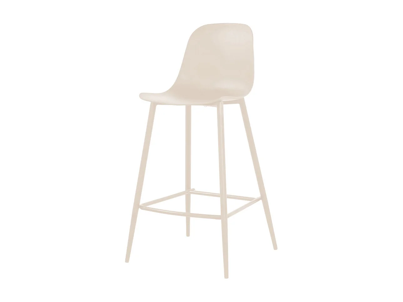 Portland - Lot de 4 tabourets de bar intérieur et extérieur en plastique et métal H65cm - Beige