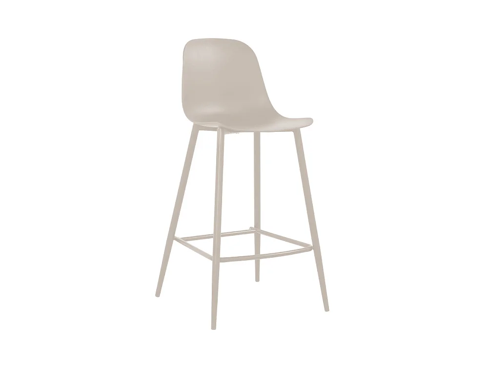 Portland - Lot de 4 tabourets de bar intérieur et extérieur en plastique et métal H65cm - Beige