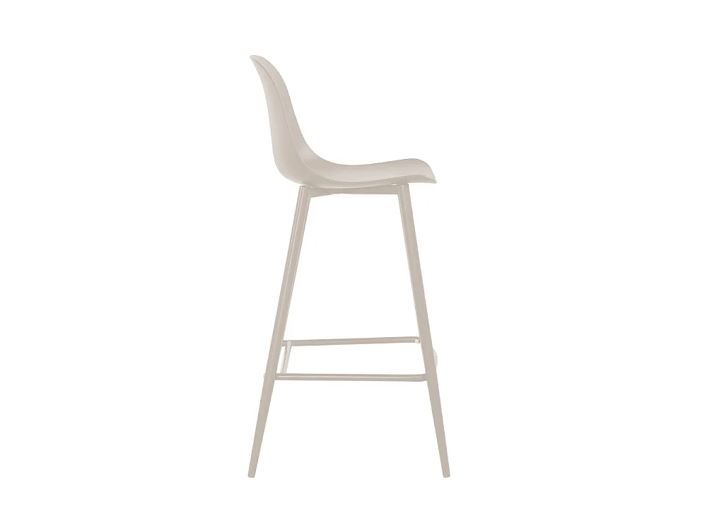 Portland - Lot de 4 tabourets de bar intérieur et extérieur en plastique et métal H65cm - Beige