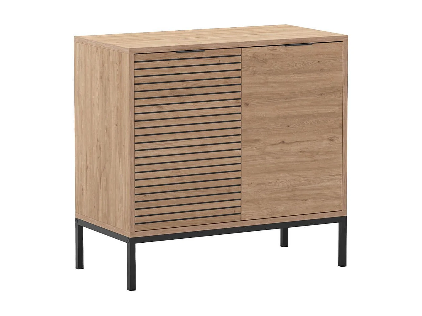 APPA - Rangement 2 Portes Aspect bois Tasseaux Pieds Métal