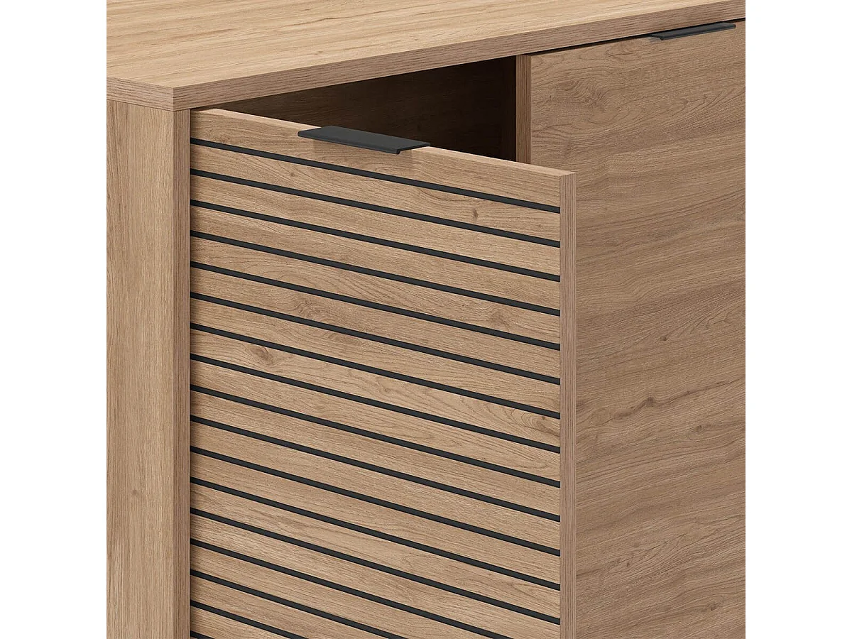 APPA - Rangement 2 Portes Aspect bois Tasseaux Pieds Métal