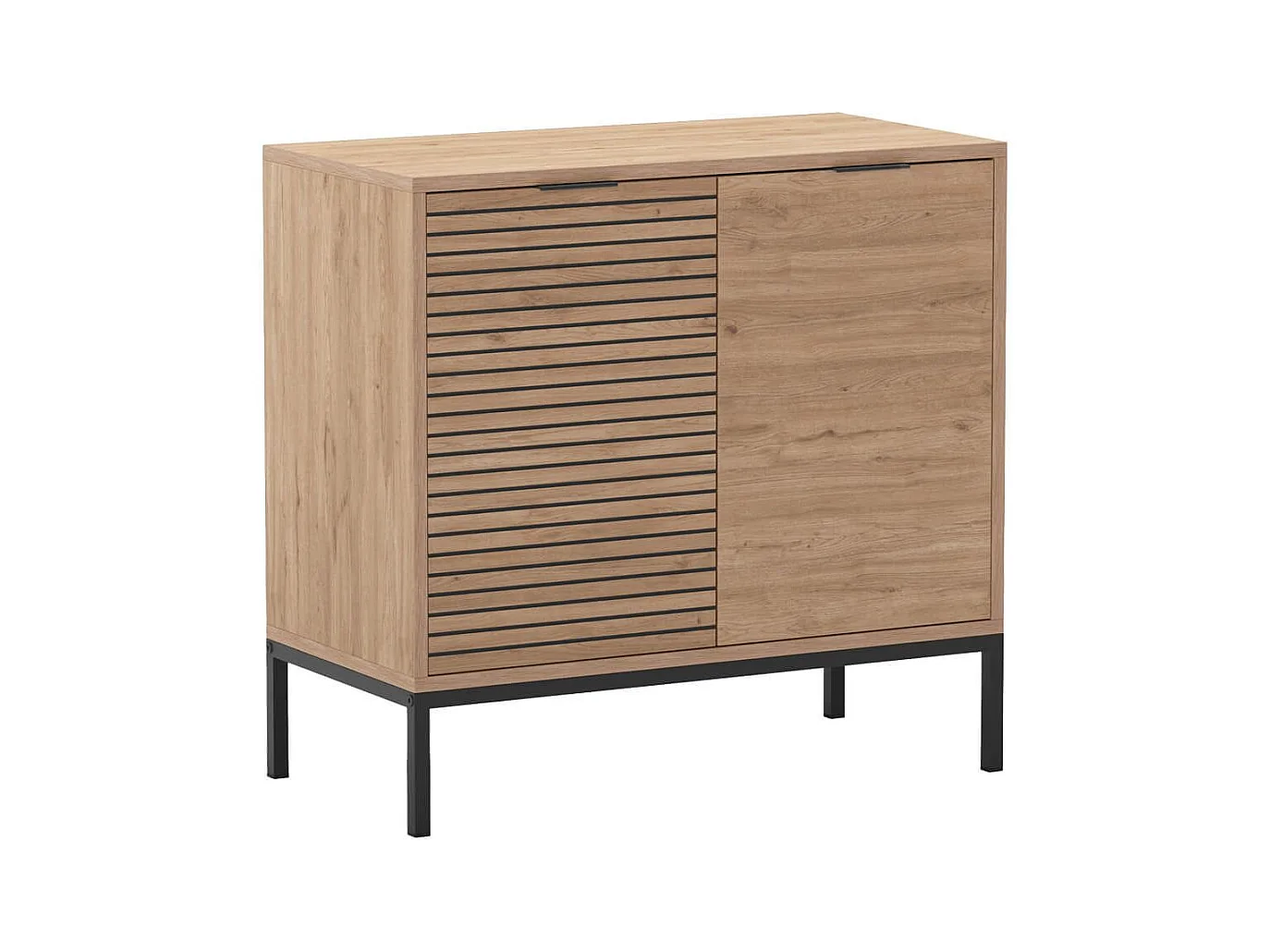 APPA - Rangement 2 Portes Aspect bois Tasseaux Pieds Métal